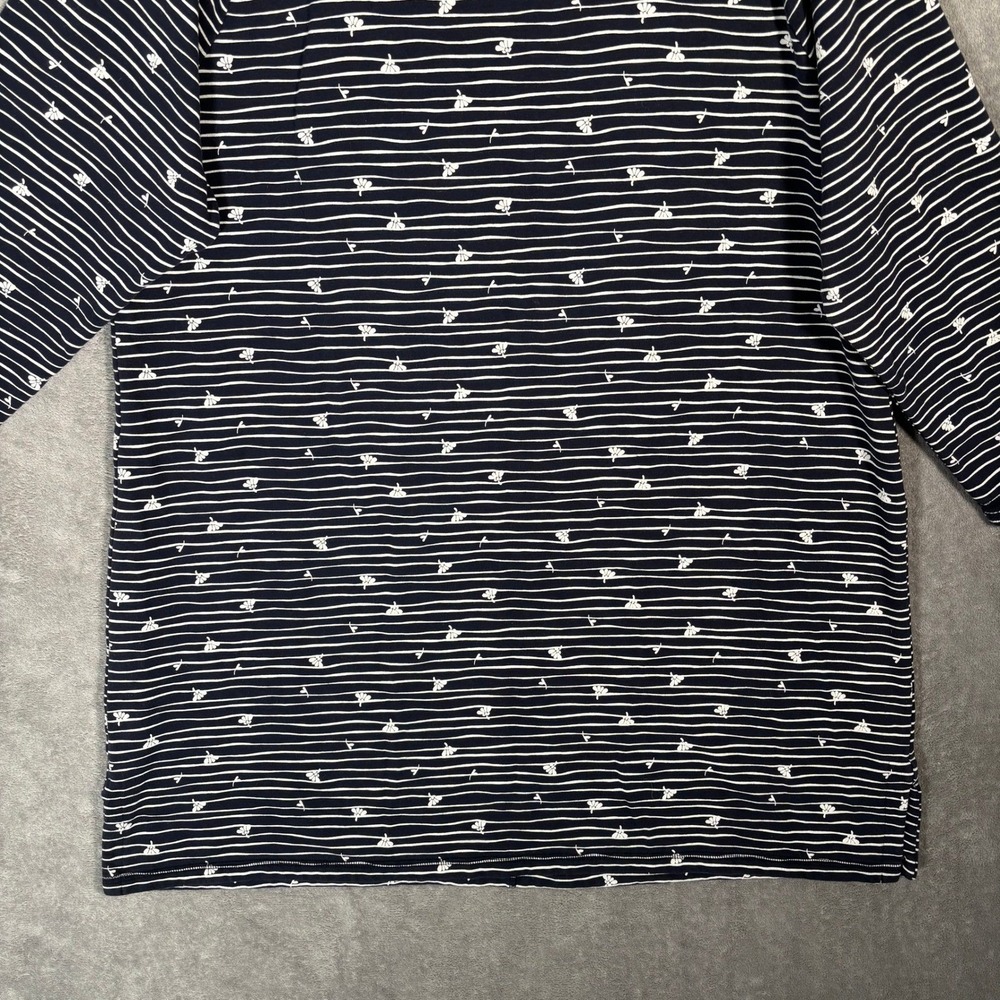 T by Talbots Navy Blue Striped Lace Up Back Tunic Top 3X Cotton Heavy Thick - Picture 5 of 15
